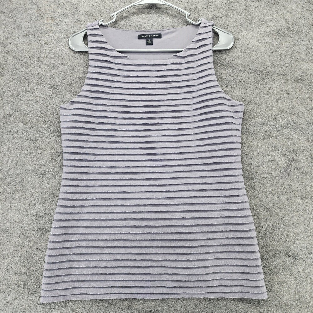 Banana Republic Shirt Womens Medium Sleeveless Purple Silver Tiered